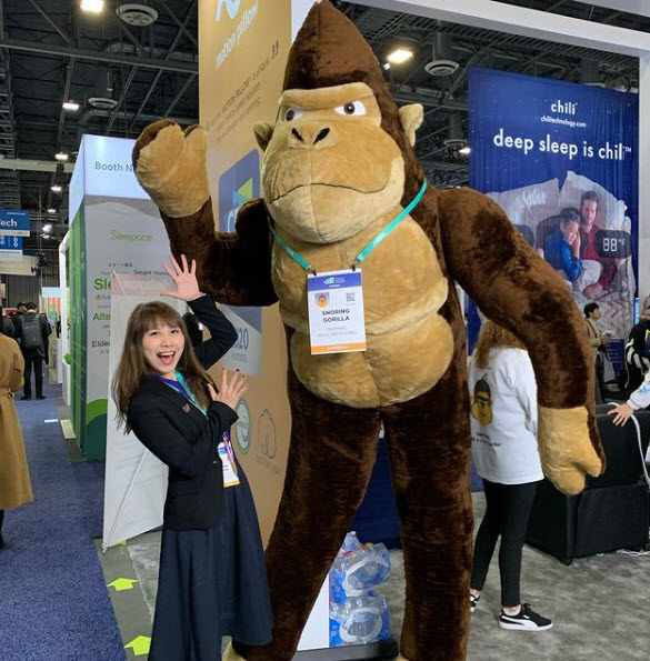 Big Plush created this 12 feet tall stuffed animal version of a business' mascot gorilla for a trade show