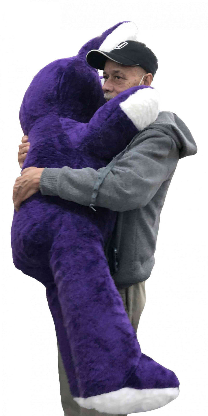 American Made Giant Stuffed Bunny 62 Inches Purple Soft Big Plush Rabbit 5.2 Feet Tall Rabbit Made in USA