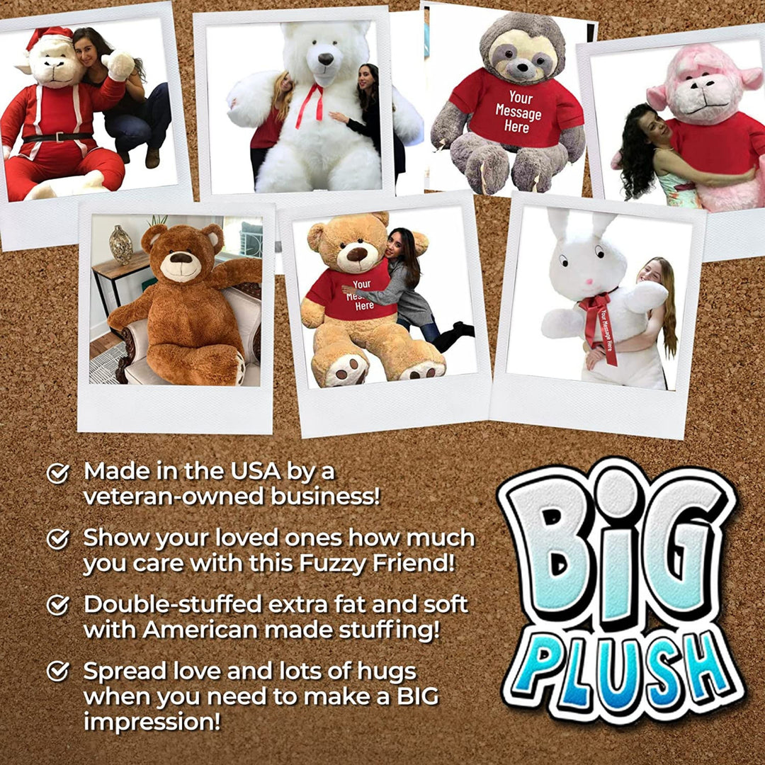 Customized Giant 5ft Teddy Bear - Upload Your Photo on T-shirt Worn by Huge Bear - Upload Your Photo Personalized on T-shirt - Bear Wears Customized T-Shirt with Your Photo and Text