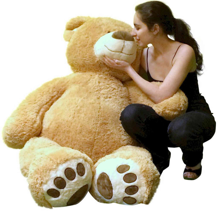 Big Plush Giant Teddy Bear Five Feet Tall Tan Color Soft Smiling Big Teddybear 5 Foot Bear Ultra Premium Quality