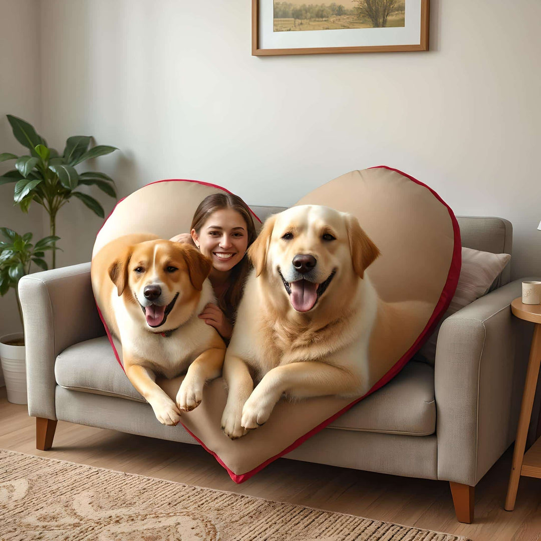 Super-sized huge photo pillow shaped like a heart 60 inches gigantic customized shape photo pillow