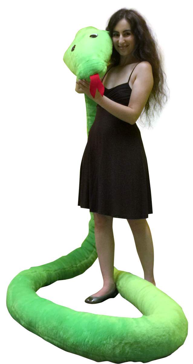 American Made Giant Stuffed Snake 18 Feet Long Soft Green Big Plush Serpent