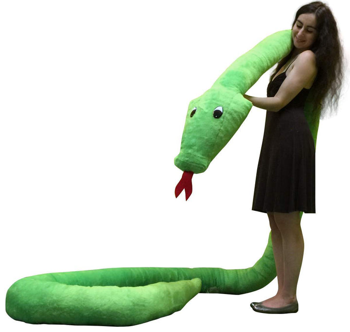 American Made Giant Stuffed Snake 18 Feet Long Soft Green Big Plush Serpent