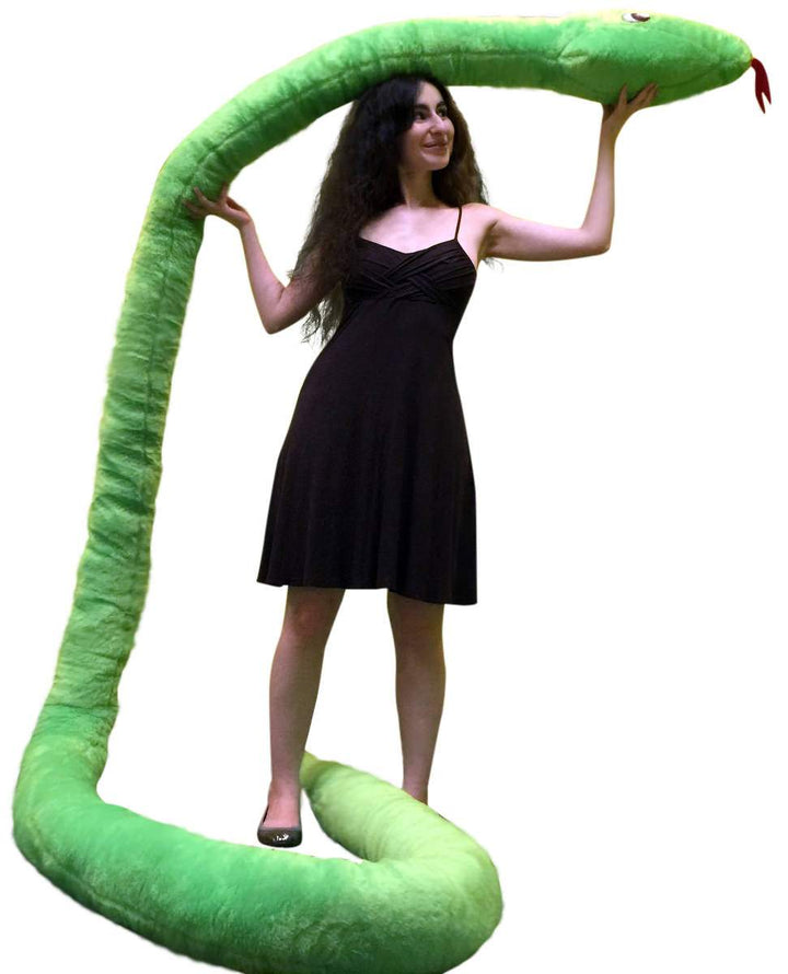 American Made Giant Stuffed Snake 18 Feet Long Soft Green Big Plush Serpent