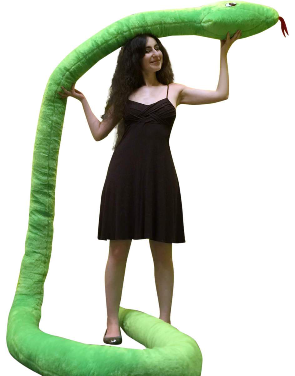 American Made Giant Stuffed Snake 18 Feet Long Soft Green Big Plush Serpent
