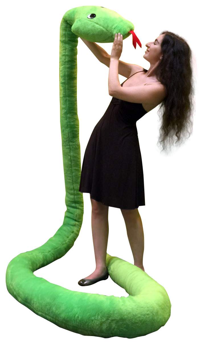 American Made Giant Stuffed Snake 18 Feet Long Soft Green Big Plush Serpent