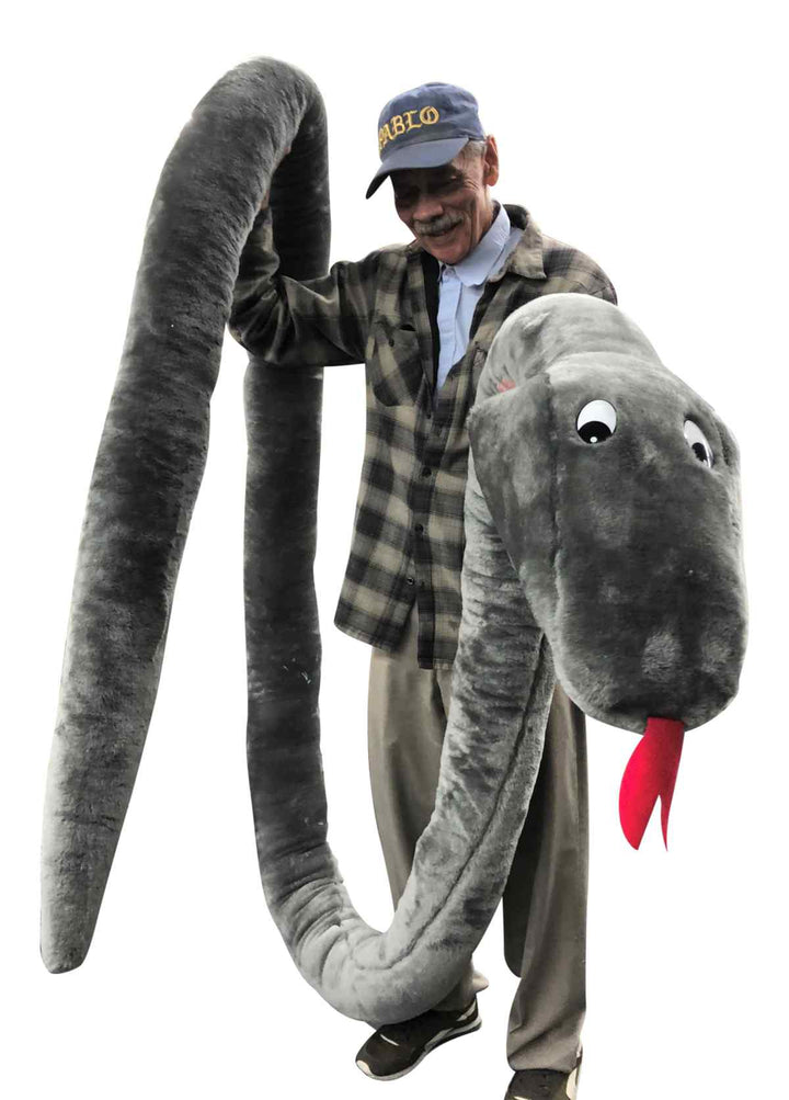 American Made Giant Stuffed Snake 18 Feet Long Soft Gray Big Plush Serpent