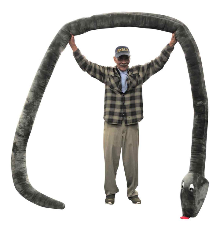 American Made Giant Stuffed Snake 18 Feet Long Soft Gray Big Plush Serpent