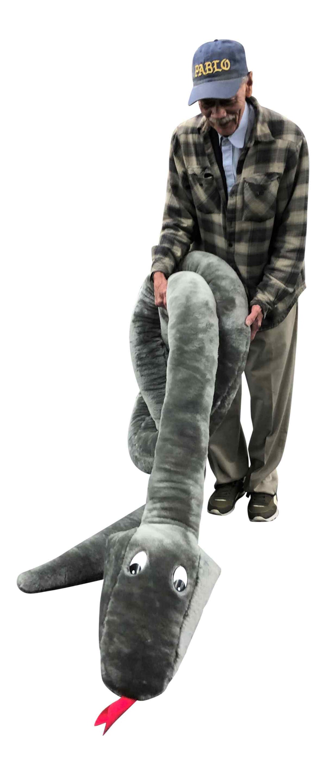 American Made Giant Stuffed Snake 18 Feet Long Soft Gray Big Plush Serpent