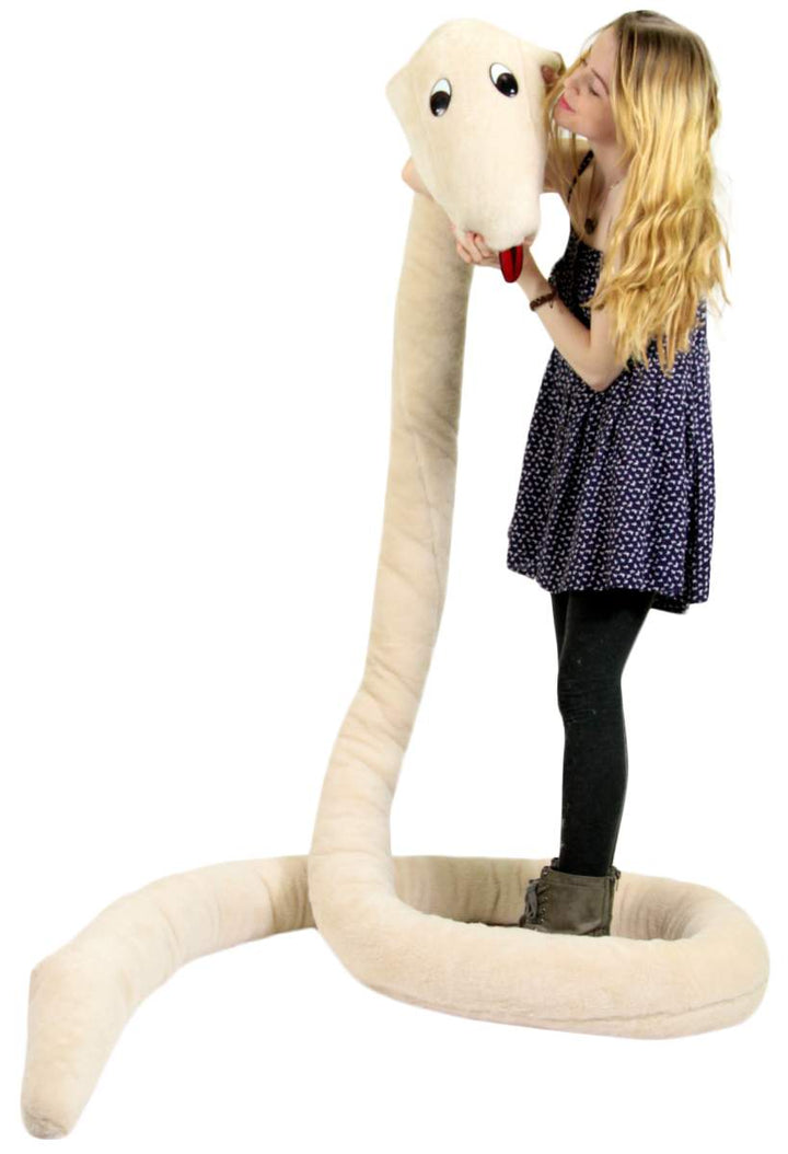 American Made Giant Stuffed Snake 18 Feet Long Big Plush Beige Serpent Made in USA