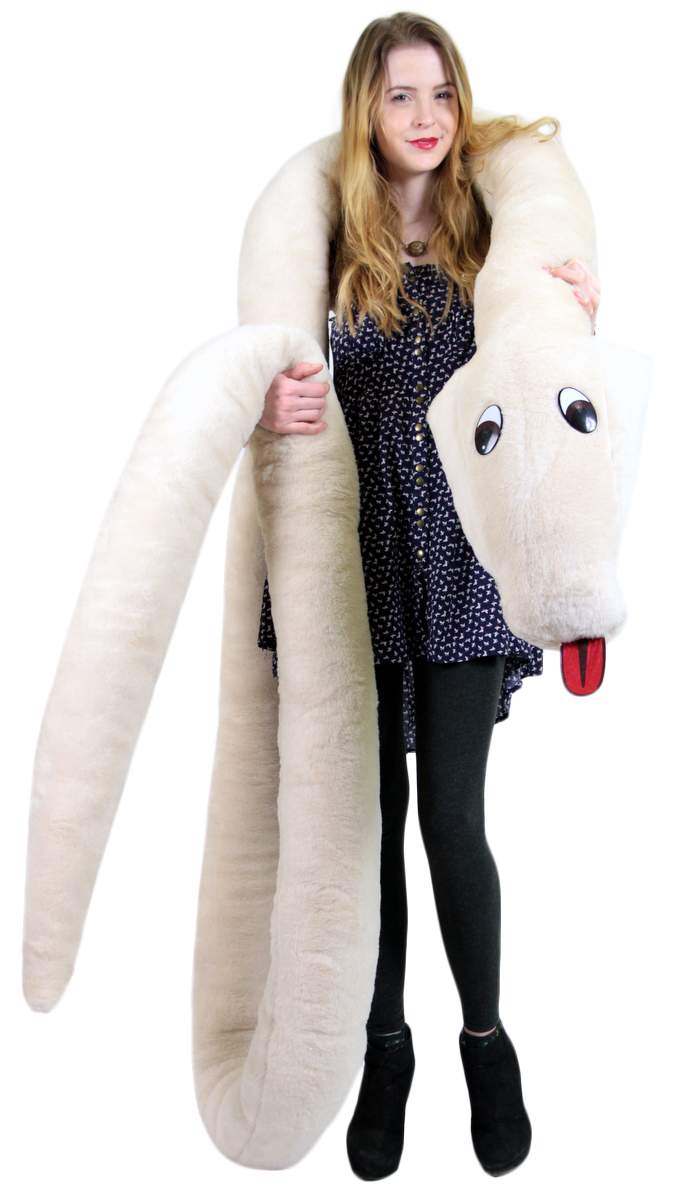 American Made Giant Stuffed Snake 18 Feet Long Big Plush Beige Serpent Made in USA