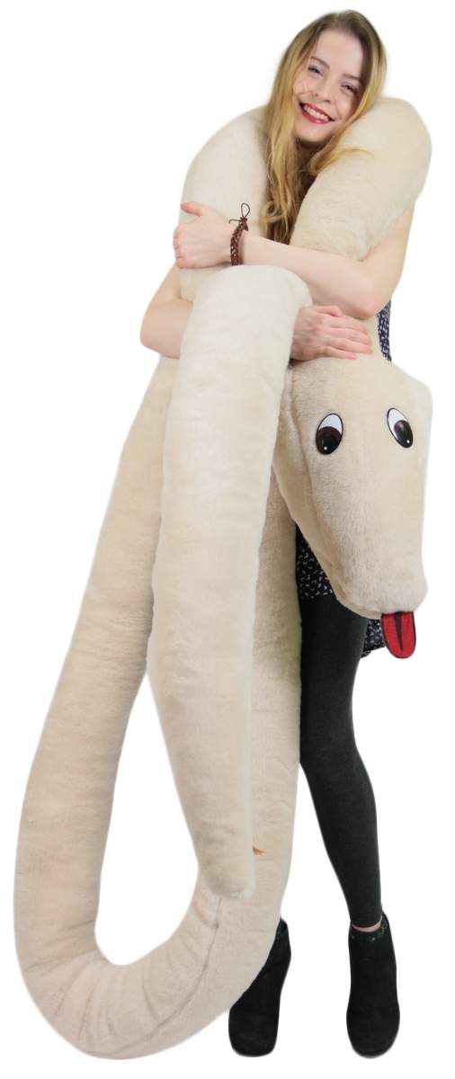 American Made Giant Stuffed Snake 18 Feet Long Big Plush Beige Serpent Made in USA