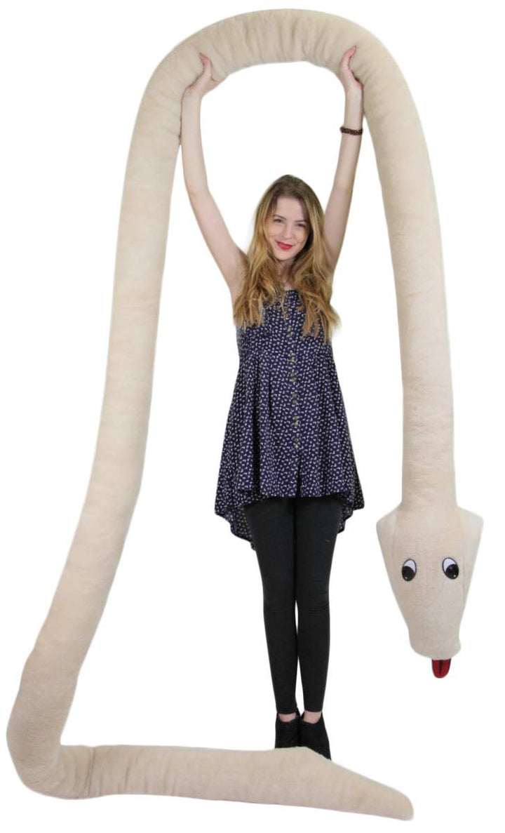 American Made Giant Stuffed Snake 18 Feet Long Big Plush Beige Serpent Made in USA