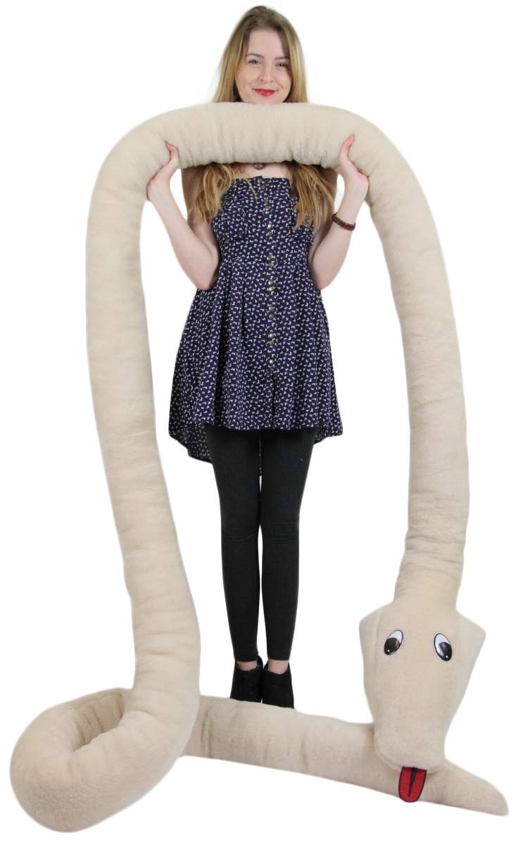 American Made Giant Stuffed Snake 18 Feet Long Big Plush Beige Serpent Made in USA