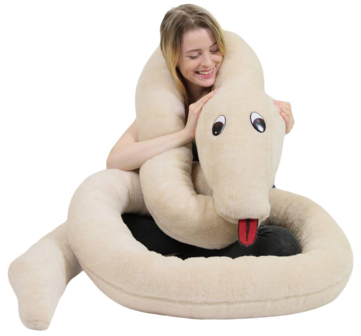 American Made Giant Stuffed Snake 18 Feet Long Big Plush Beige Serpent Made in USA