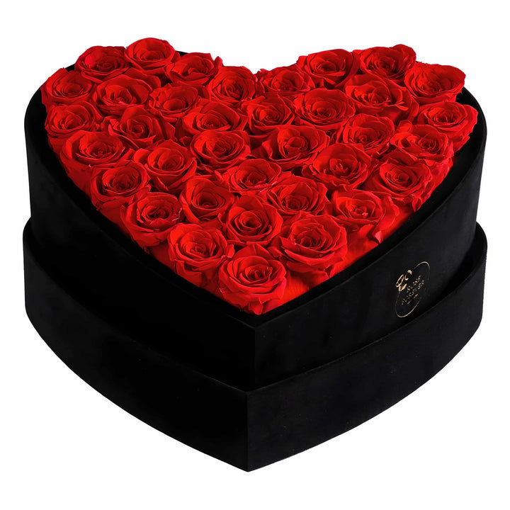 36 Preserved Roses Eternal Forever Rose Gift in Heart-Shaped Black Velvet Box - Valentines  Day Luxury Flowers  to Express Heart Felt Love