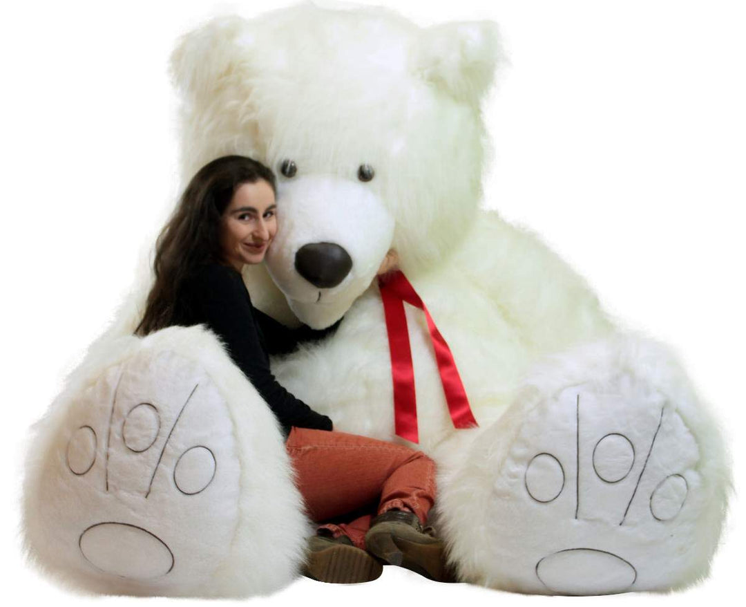 American Made 9 Foot Soft Giant Teddy Bear 108 Inches White Long Fur Made in USA