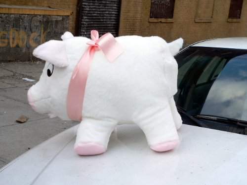 Big Plush brand jumbo stuffed pig white color made in the USA.
