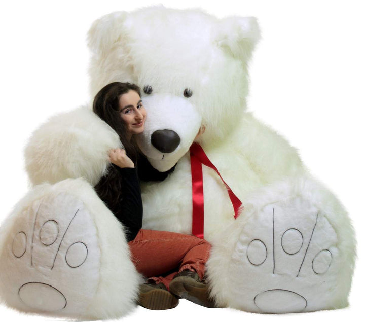 American Made 9 Foot Soft Giant Teddy Bear 108 Inches White Long Fur Made in USA