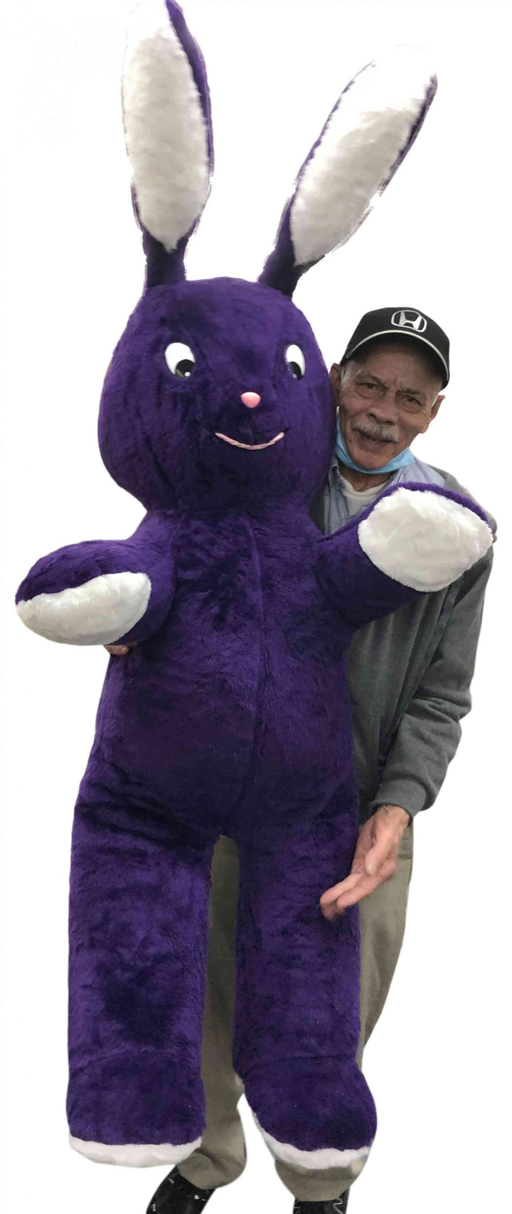 American Made Giant Stuffed Bunny 62 Inches Purple Soft Big Plush Rabbit 5.2 Feet Tall Rabbit Made in USA
