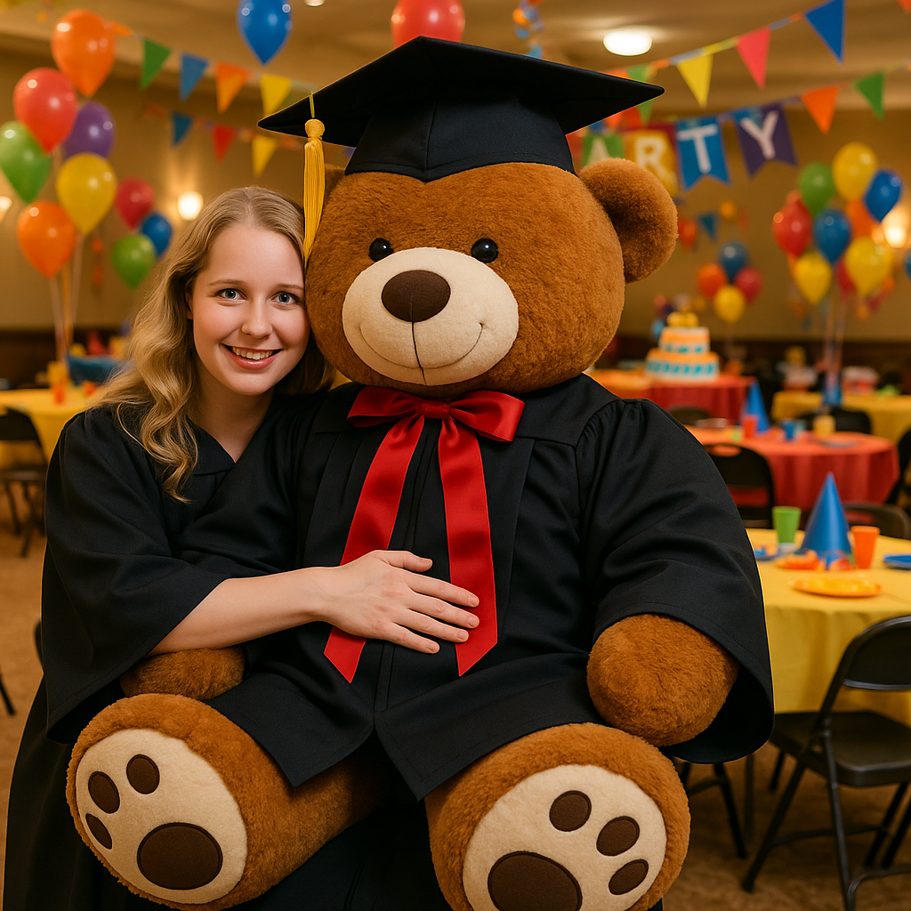 Giant Graduation Teddy Bear – Massive 5-Foot Plush Graduate Bear with Cap & Gown | Premium Celebration Gift, Perfect for Memorable Graduation Parties & Photos 