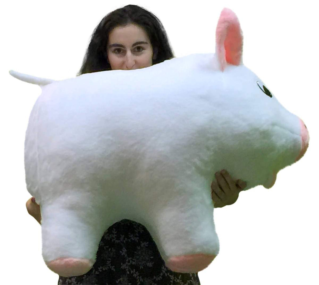 American Made Extra Large Stuffed Pig 32 Inches 82 cm Soft White Big Plush Brand Huge Hog Farm Animal Plushie Made in the USA