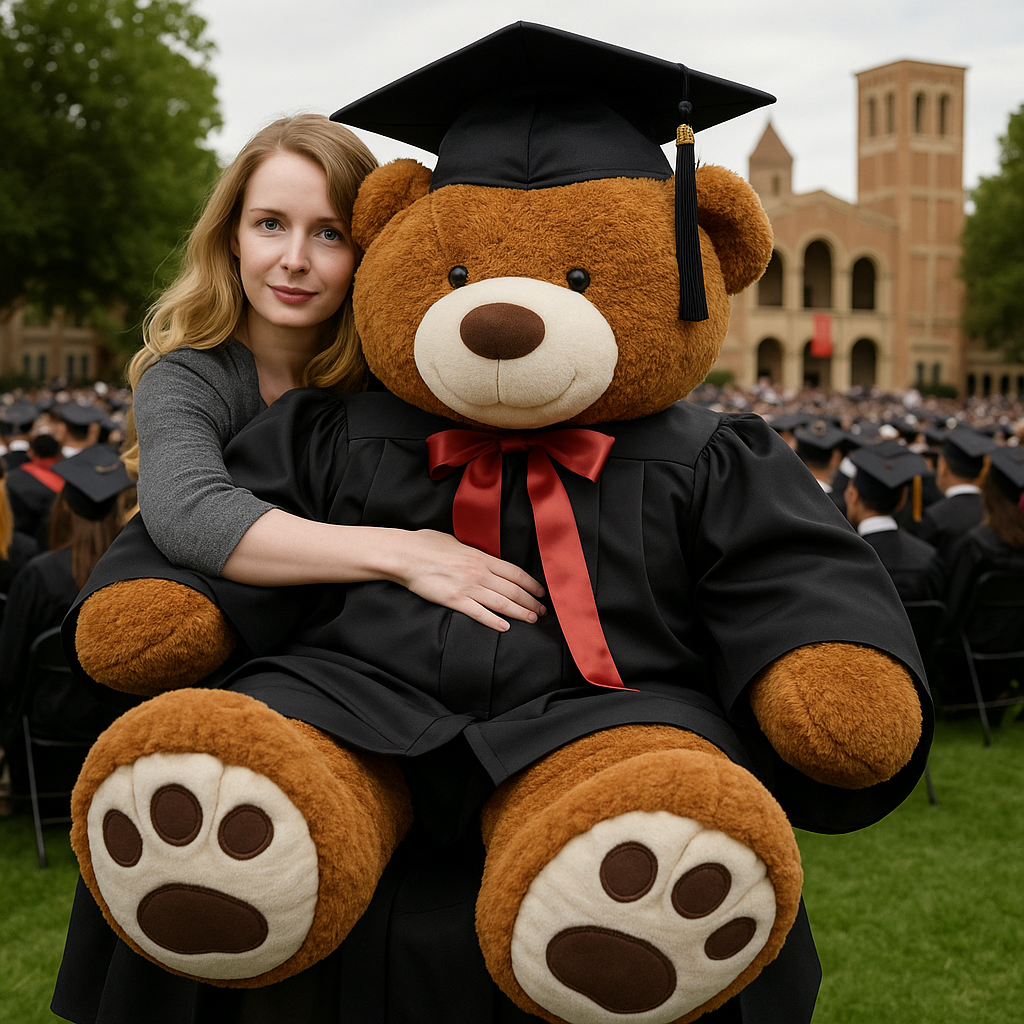 Giant Graduation Teddy Bear – Massive 5-Foot Plush Graduate Bear with Cap & Gown | Premium Celebration Gift, Perfect for Memorable Graduation Parties & Photos 
