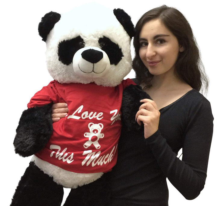 3 Foot Giant Stuffed Panda 36 Inch Soft Wears Removable Tshirt I Love You This Much