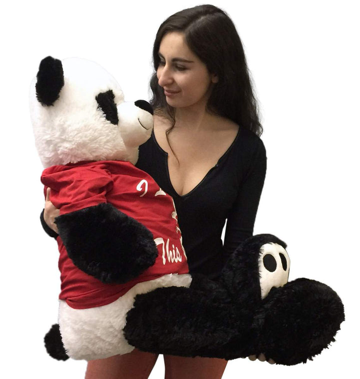 3 Foot Giant Stuffed Panda 36 Inch Soft Wears Removable Tshirt I Love You This Much