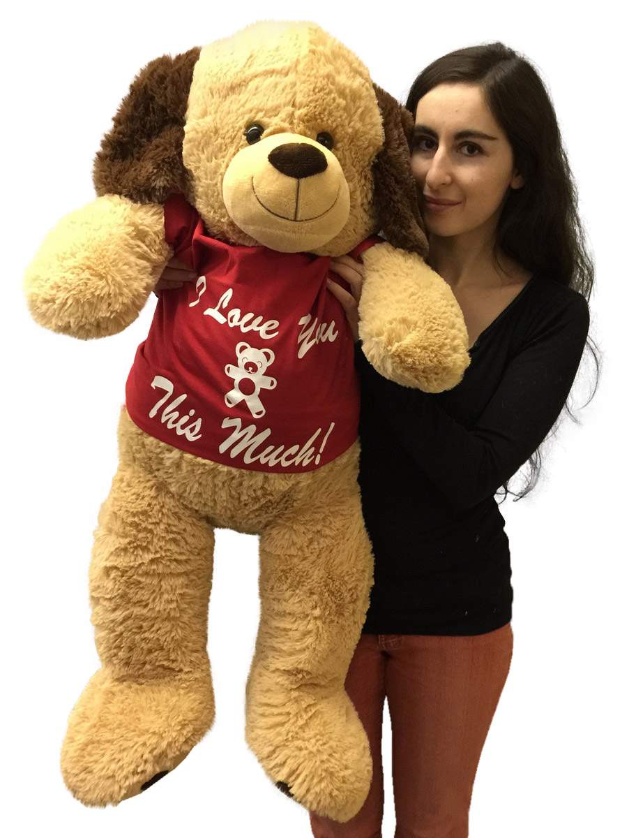 3 Foot Giant Stuffed Puppy Dog 36 Inch Soft Wears Removable Tshirt I Love You This Much