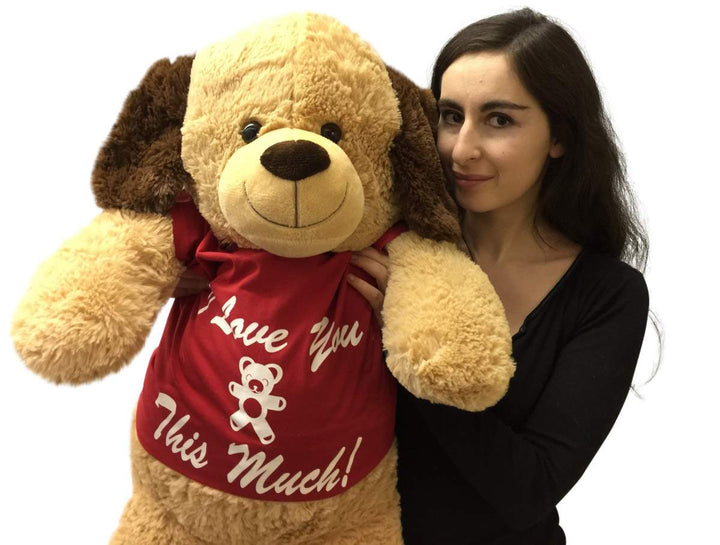 3 Foot Giant Stuffed Puppy Dog 36 Inch Soft Wears Removable Tshirt I Love You This Much
