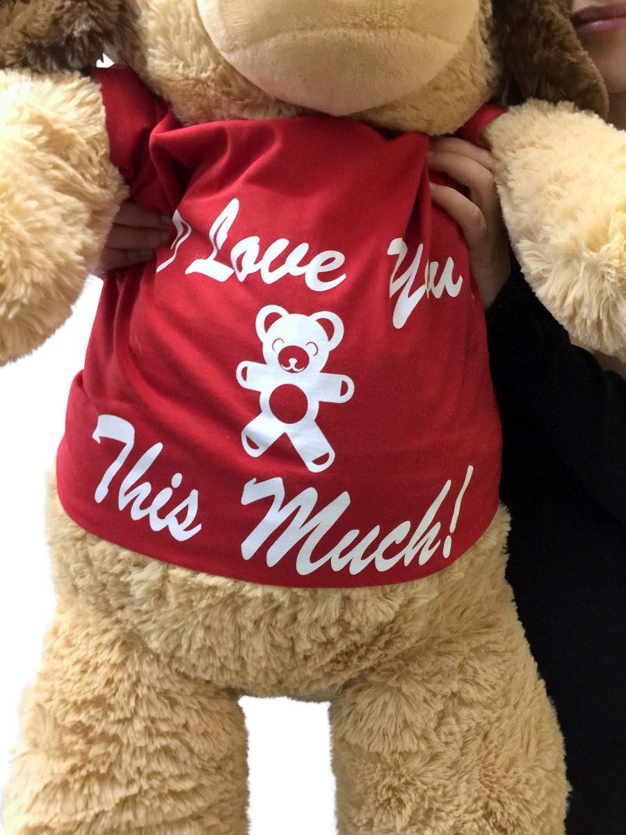 3 Foot Giant Stuffed Puppy Dog 36 Inch Soft Wears Removable Tshirt I Love You This Much