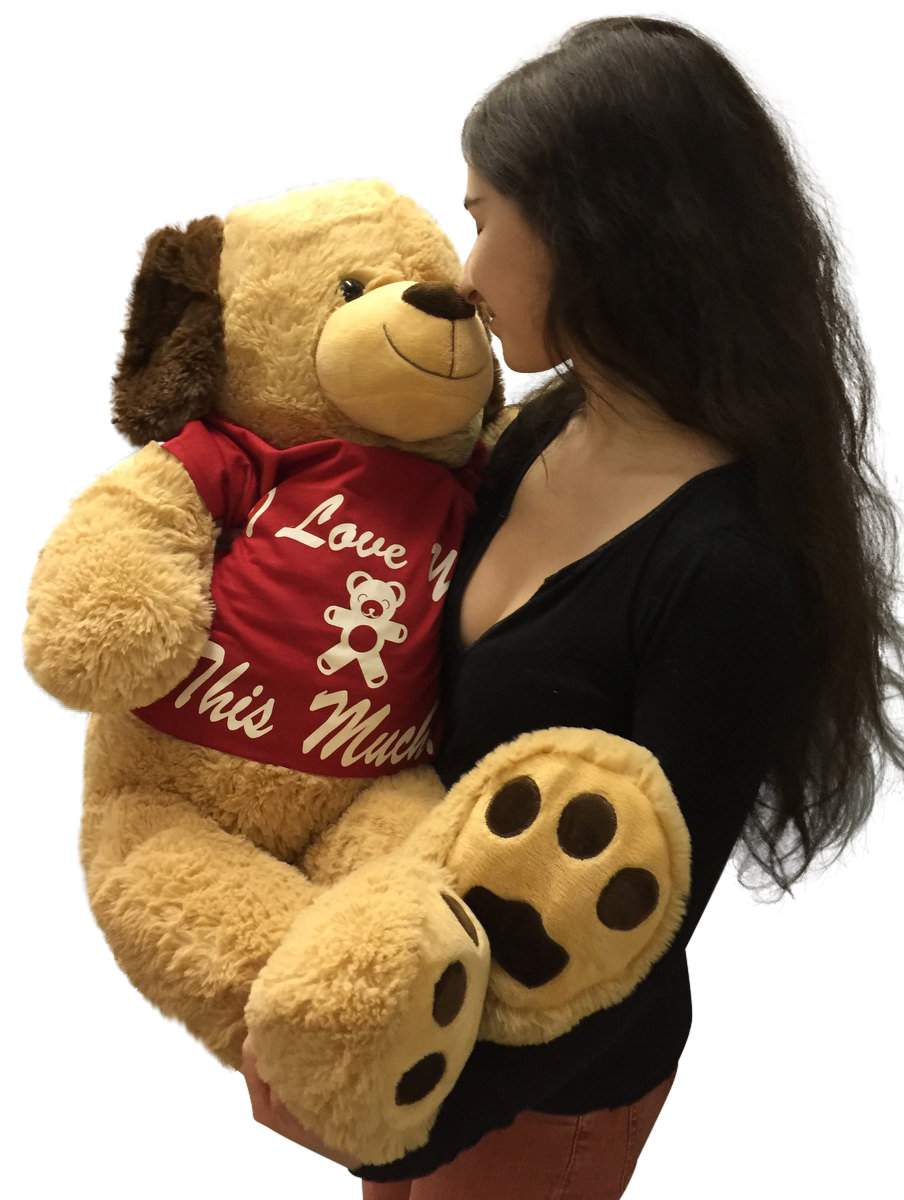 3 Foot Giant Stuffed Puppy Dog 36 Inch Soft Wears Removable Tshirt I Love You This Much
