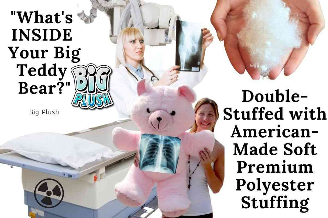 This big teddy bear is double stuffed with American-made soft premium white polyester fiberfill stuffing, so that it is extra fat, soft and durable.