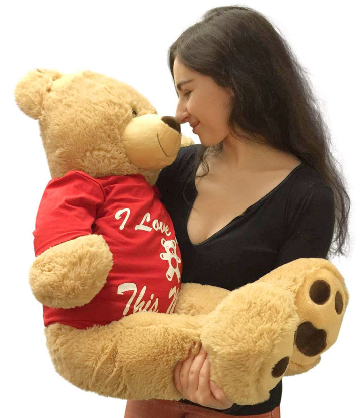 Giant Teddy Bear 36 Inches Soft Wears Removable Tshirt I Love You This Much