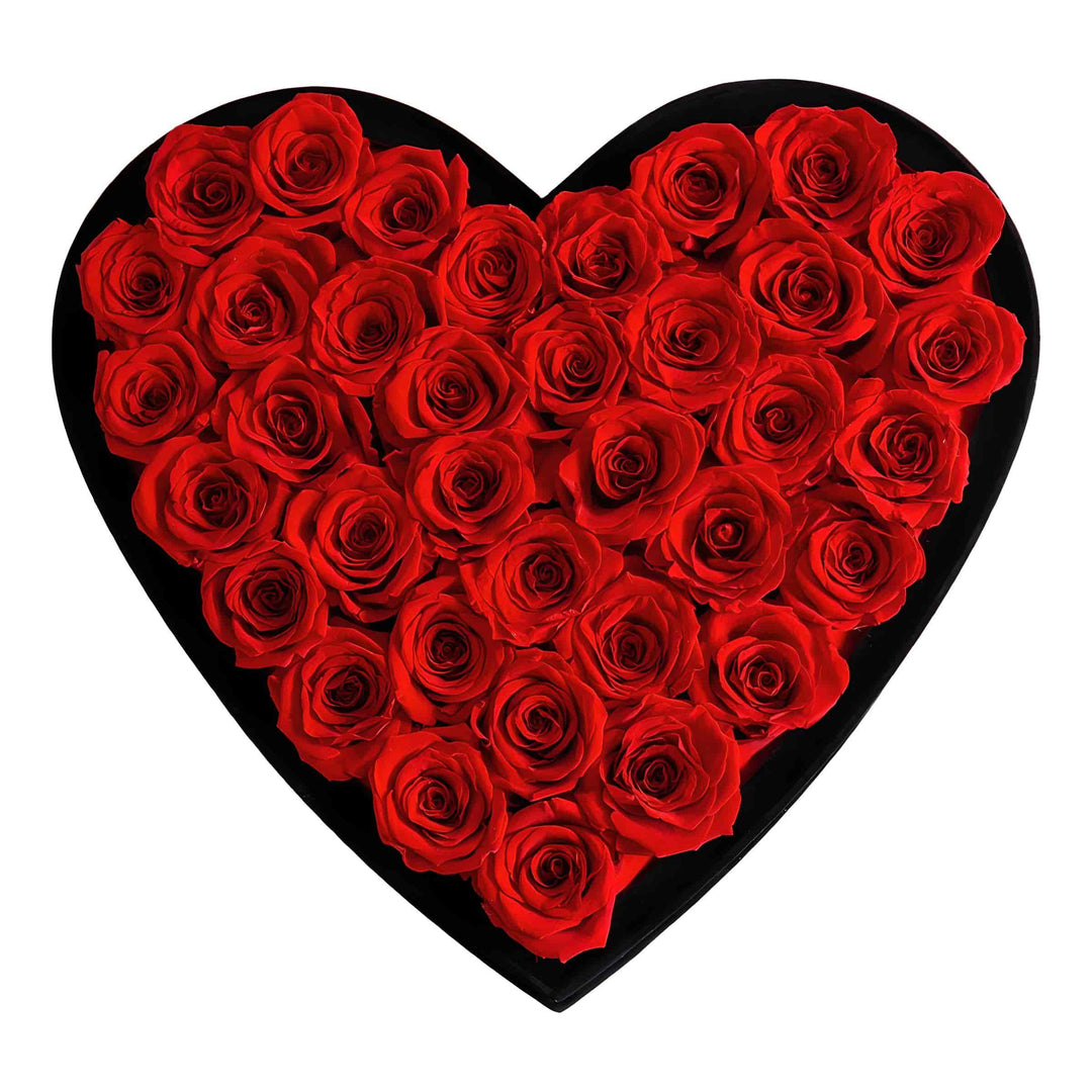 36 Preserved Roses Eternal Forever Rose Gift in Heart-Shaped Black Velvet Box - Valentines  Day Luxury Flowers  to Express Heart Felt Love