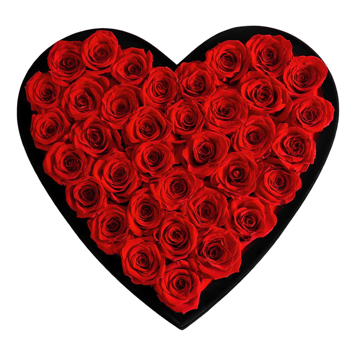 36 Preserved Roses Eternal Forever Rose Gift in Heart-Shaped Black Velvet Box - Valentines  Day Luxury Flowers  to Express Heart Felt Love