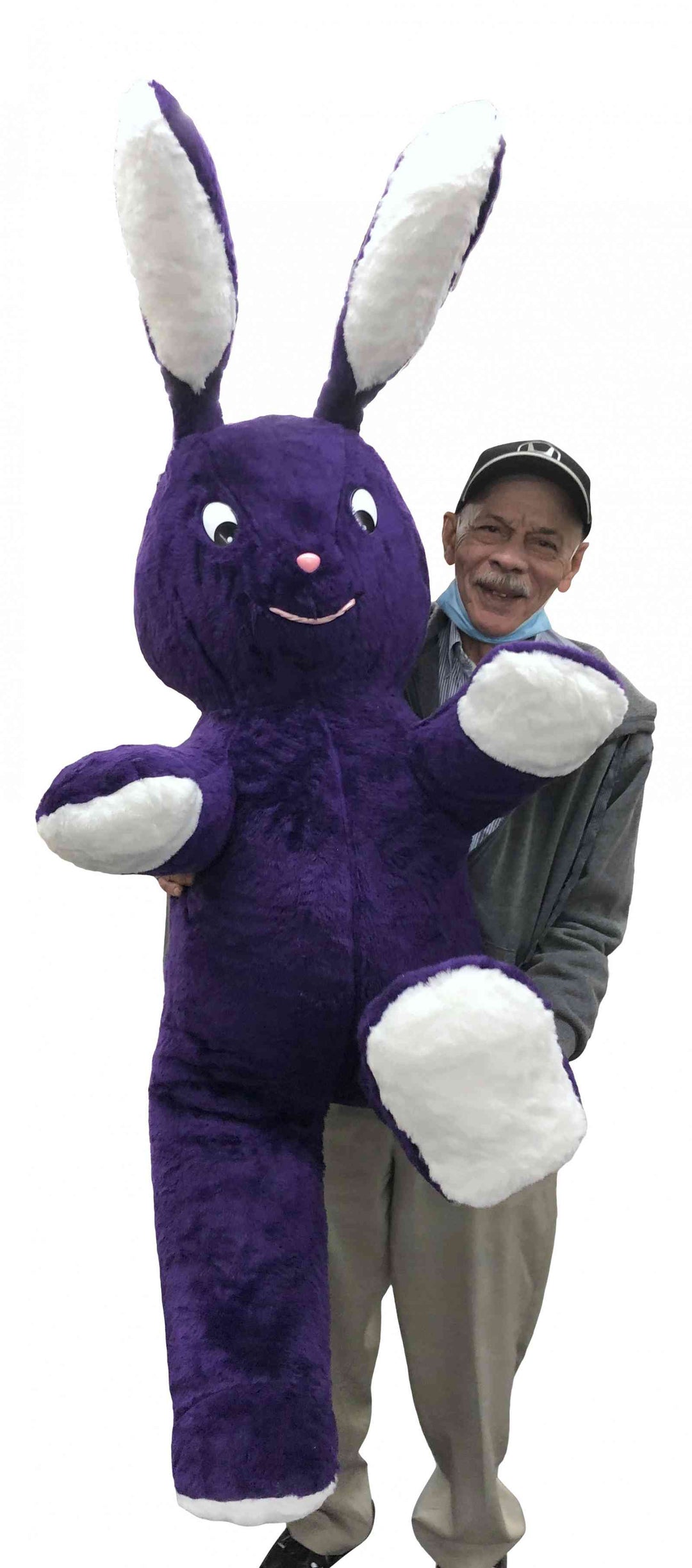 American Made Giant Stuffed Bunny 62 Inches Purple Soft Big Plush Rabbit 5.2 Feet Tall Rabbit Made in USA