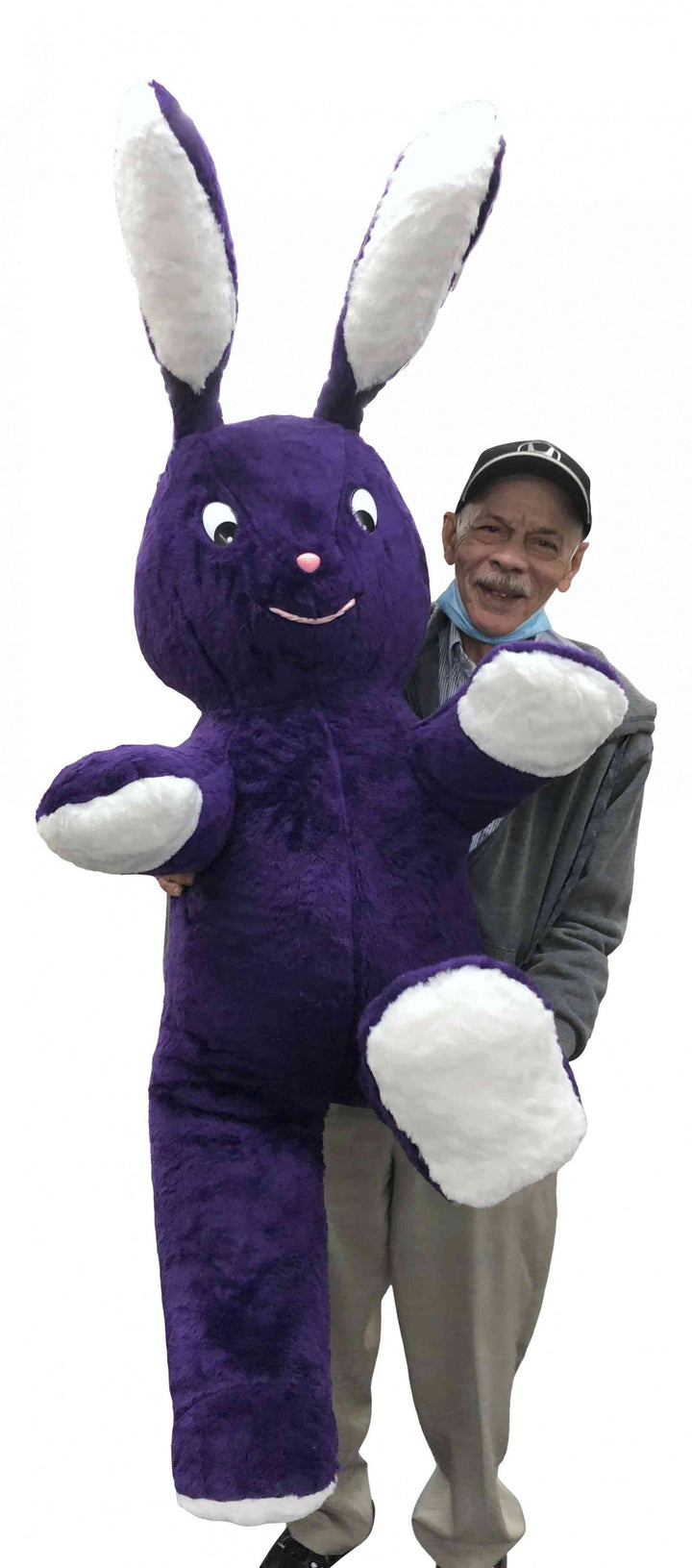 American Made Giant Stuffed Bunny 62 Inches Purple Soft Big Plush Rabbit 5.2 Feet Tall Rabbit Made in USA