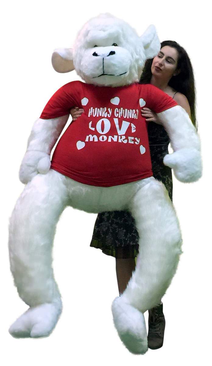 American Made 6 Foot Giant Stuffed White Gorilla Hunky Chunky Love Monkey Big Plush Valentine