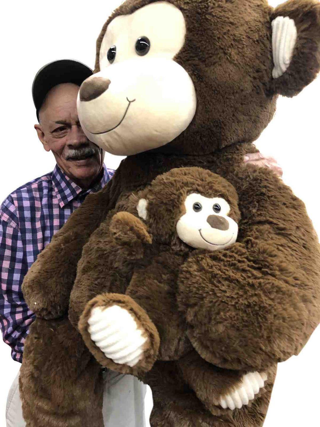 4 Foot Giant Stuffed Monkey with Baby 48 Inches Soft 122 cm Big Plush Huge Cuddly Stuffed Animal