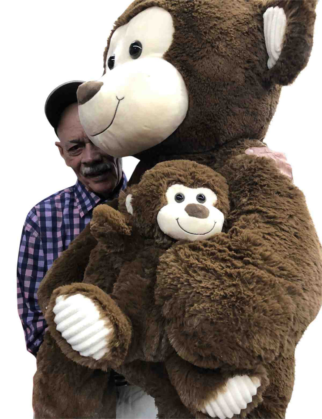 4 Foot Giant Stuffed Monkey with Baby 48 Inches Soft 122 cm Big Plush Huge Cuddly Stuffed Animal