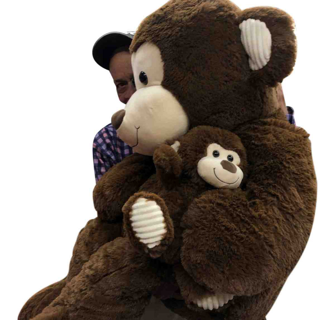 4 Foot Giant Stuffed Monkey with Baby 48 Inches Soft 122 cm Big Plush Huge Cuddly Stuffed Animal