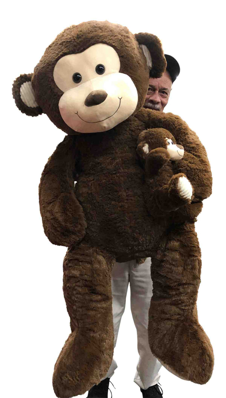 4 Foot Giant Stuffed Monkey with Baby 48 Inches Soft 122 cm Big Plush Huge Cuddly Stuffed Animal