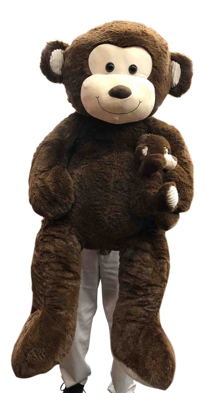 4 Foot Giant Stuffed Monkey with Baby 48 Inches Soft 122 cm Big Plush Huge Cuddly Stuffed Animal