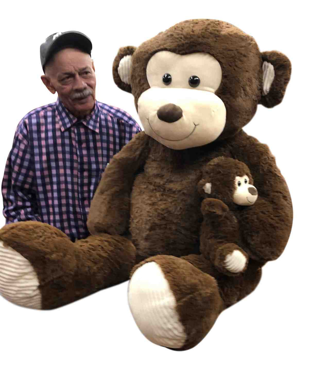 4 Foot Giant Stuffed Monkey with Baby 48 Inches Soft 122 cm Big Plush Huge Cuddly Stuffed Animal
