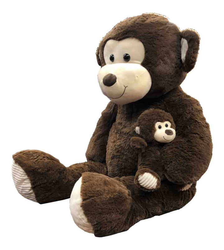 4 Foot Giant Stuffed Monkey with Baby 48 Inches Soft 122 cm Big Plush Huge Cuddly Stuffed Animal