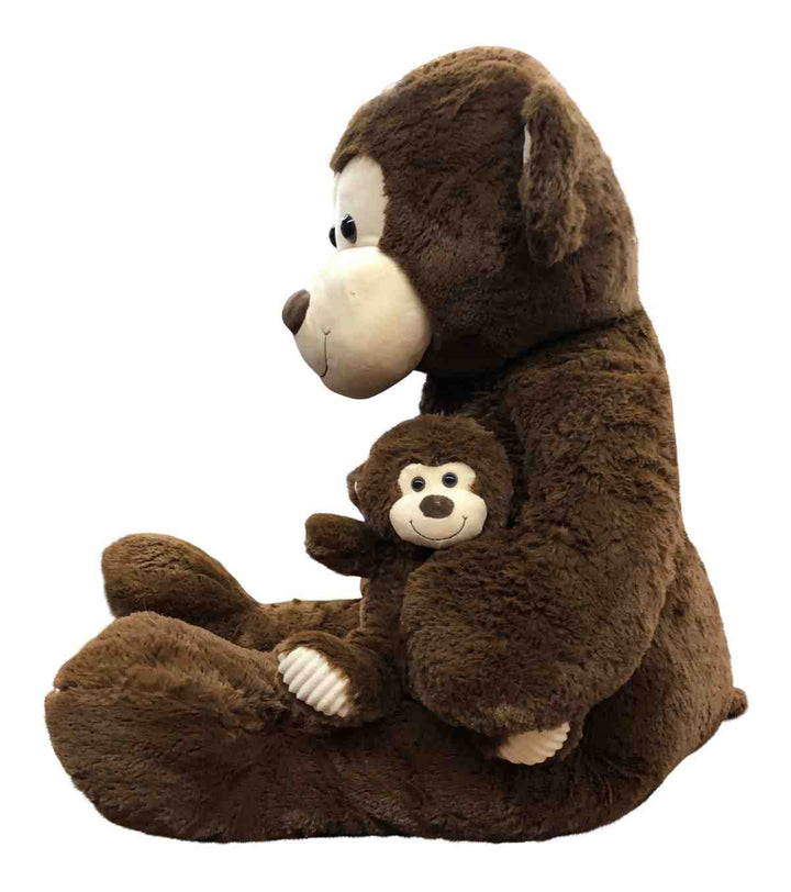 4 Foot Giant Stuffed Monkey with Baby 48 Inches Soft 122 cm Big Plush Huge Cuddly Stuffed Animal