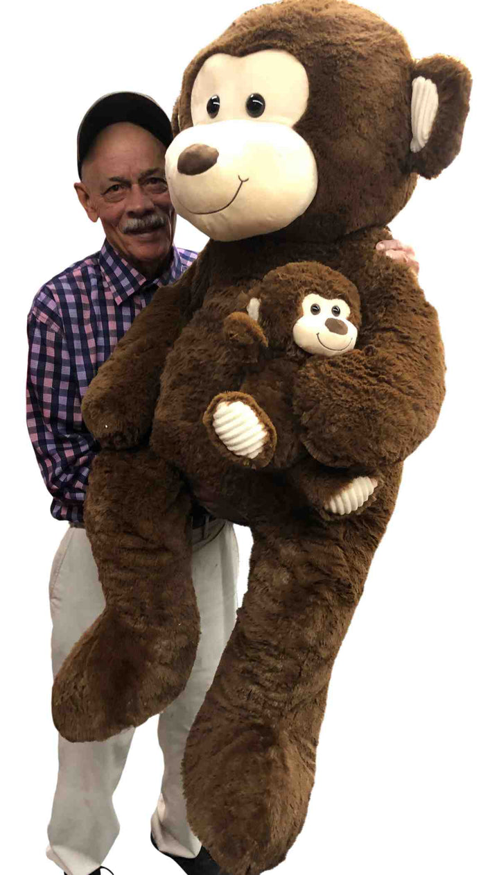4 Foot Giant Stuffed Monkey with Baby 48 Inches Soft 122 cm Big Plush Huge Cuddly Stuffed Animal
