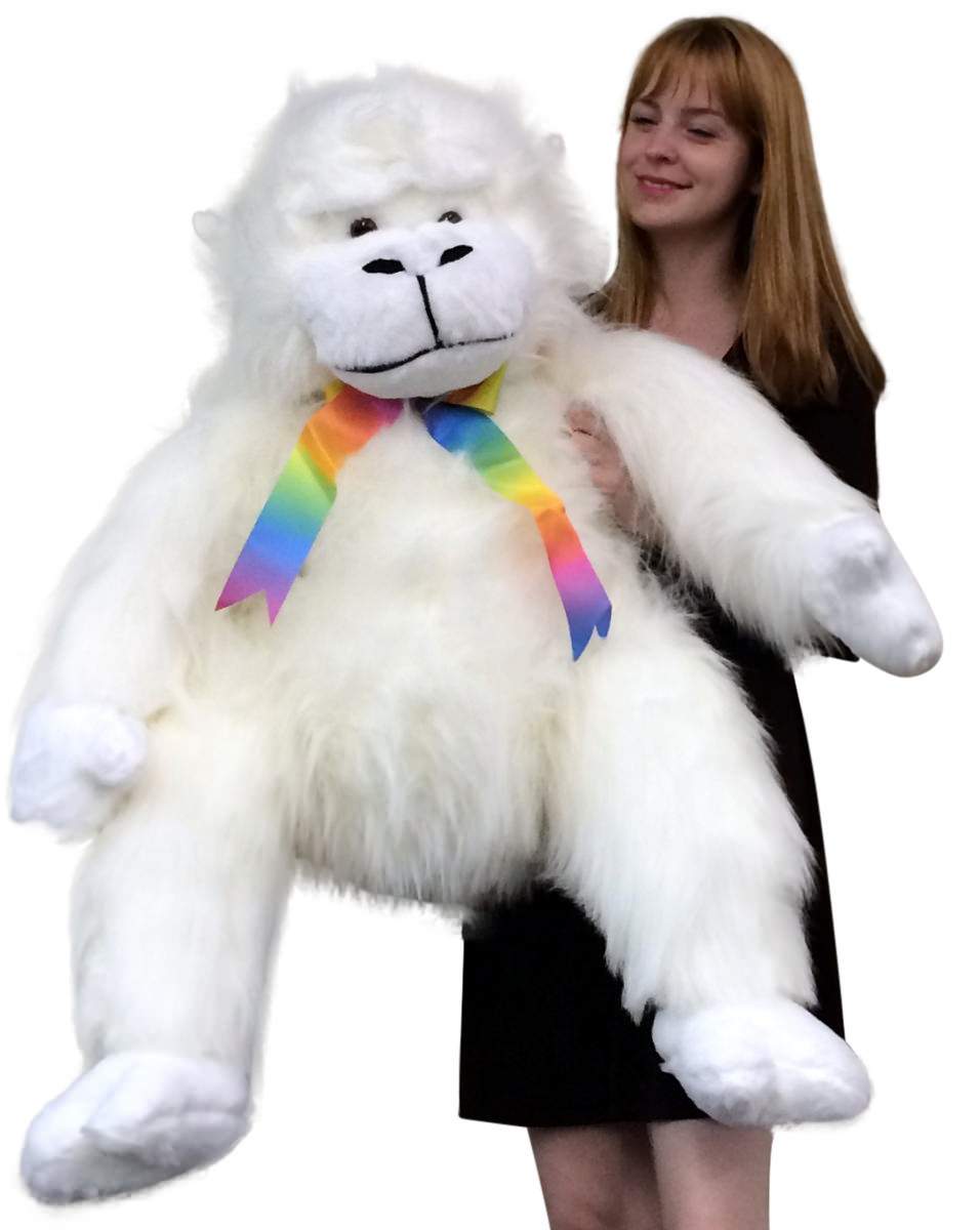 American Made Giant Stuffed White Gorilla Monkey 40 Inch Soft Big Plush Animal